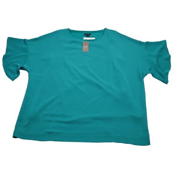 J. Jill Tops - J.Jill Wearever Collection Shirt Womens XL Teal Round Neck Ruffle Sleeve Top NEW